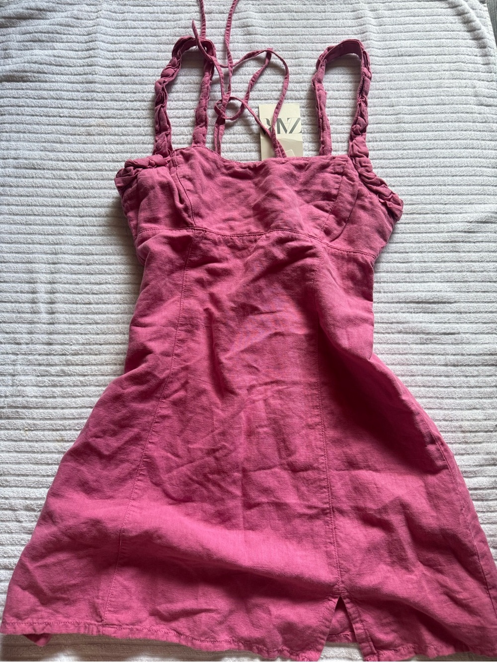 Zara Pink Mini Dress with Braided Straps
